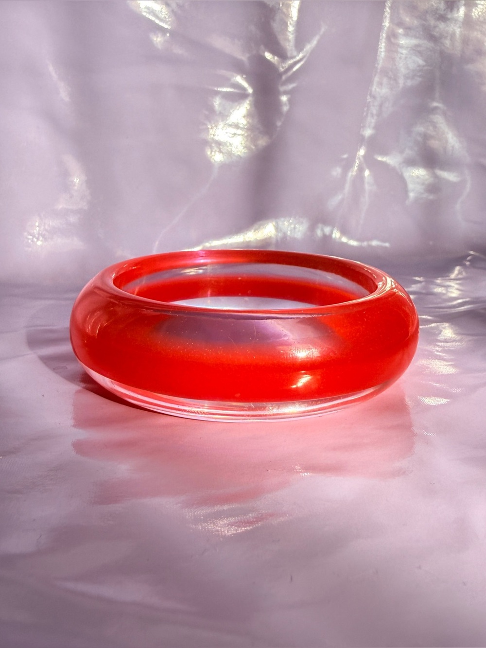 Clear and red resin bangle